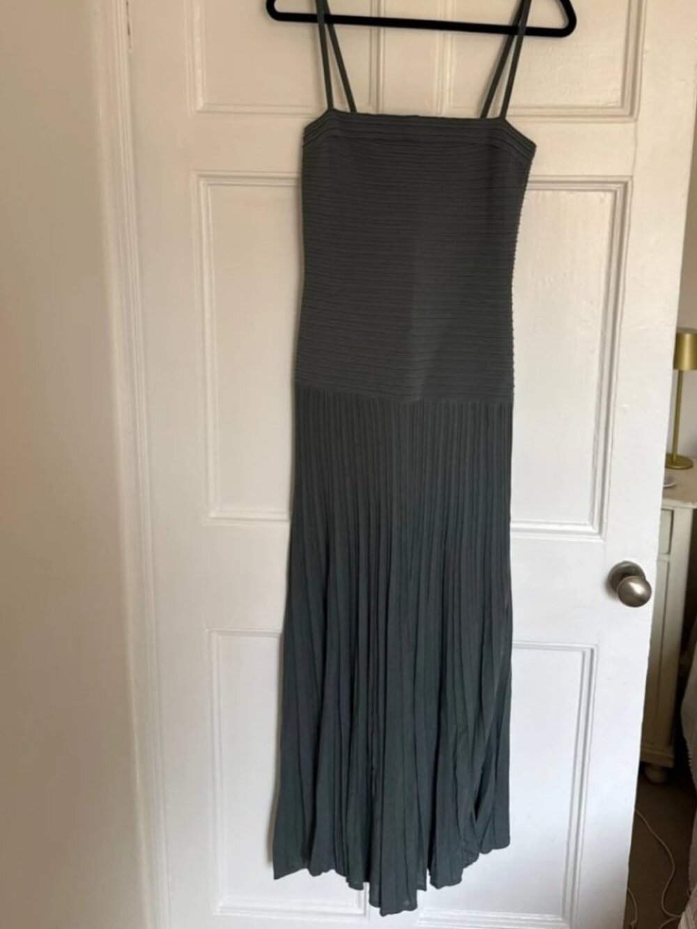 COS Ribbed Drop Waist Maxi Dress Teal Gray Women's Size S